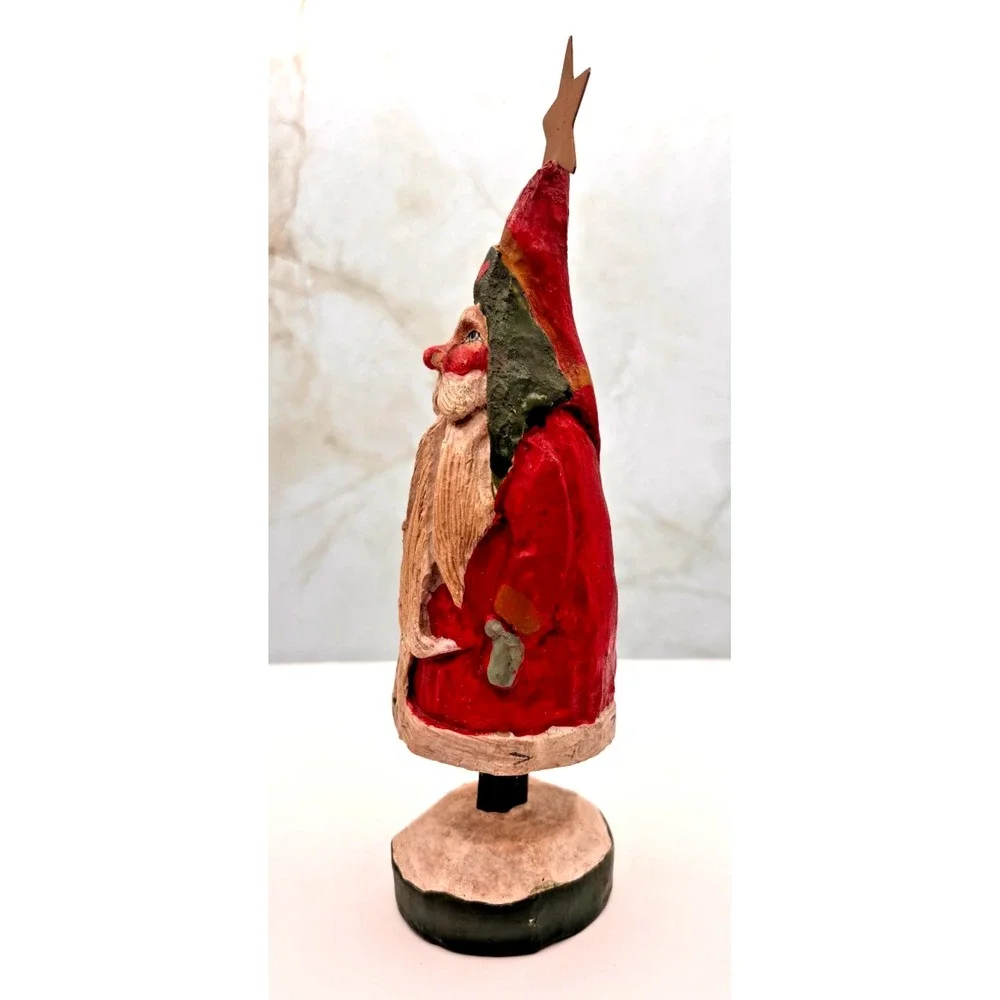 Primitive Folk Art Santa Figurine House of‎ Hatten Paper Mache Vintage 1989 EUC